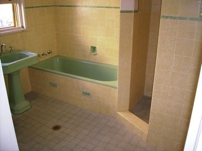 Before: resurfaced wall tiles